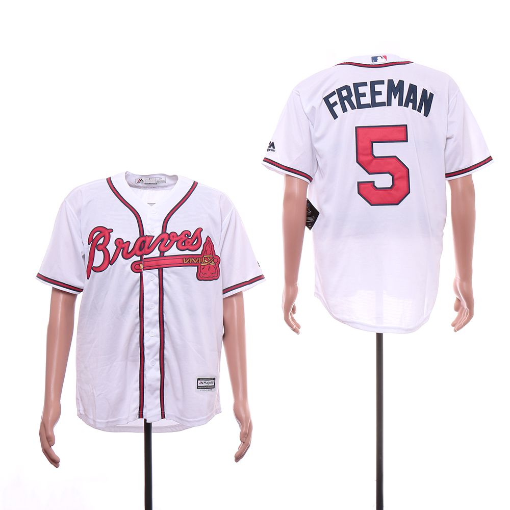 Men Atlanta Braves #5 Freeman White Game MLB Jerseys